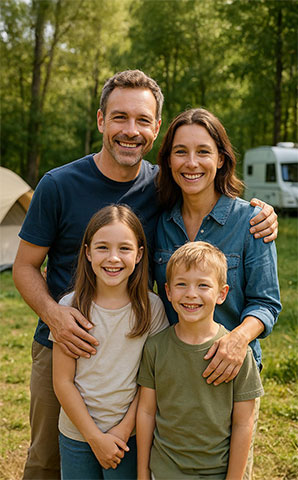 Séjour en famille, sur l'un des emplacements du camping de la Pointe en Picardie